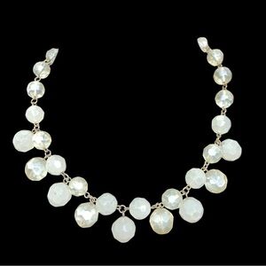 Vintage Robert Rose White Beaded Necklace Glass or Stone?